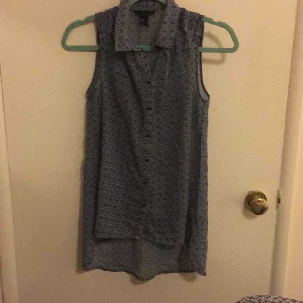 Blue button up top